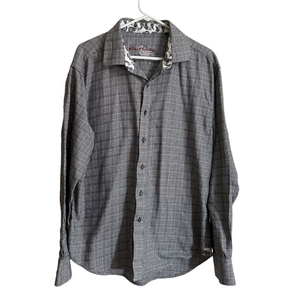 Robert Graham‎ Black and White Plaid Houndstooth Button Down Shirt 2X